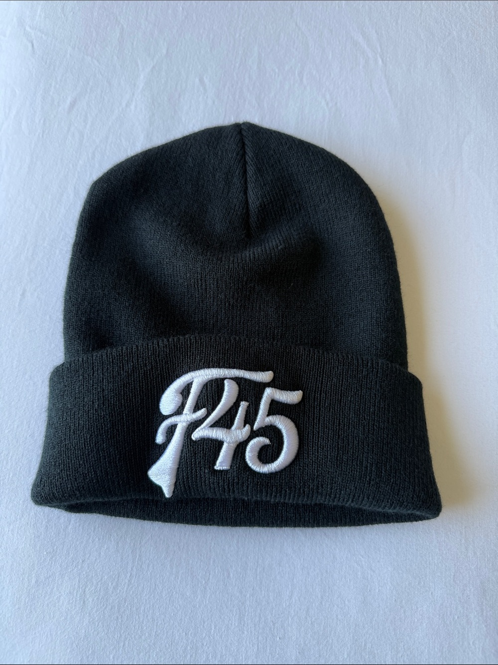 F45 Embroidered Black Knit Beanie